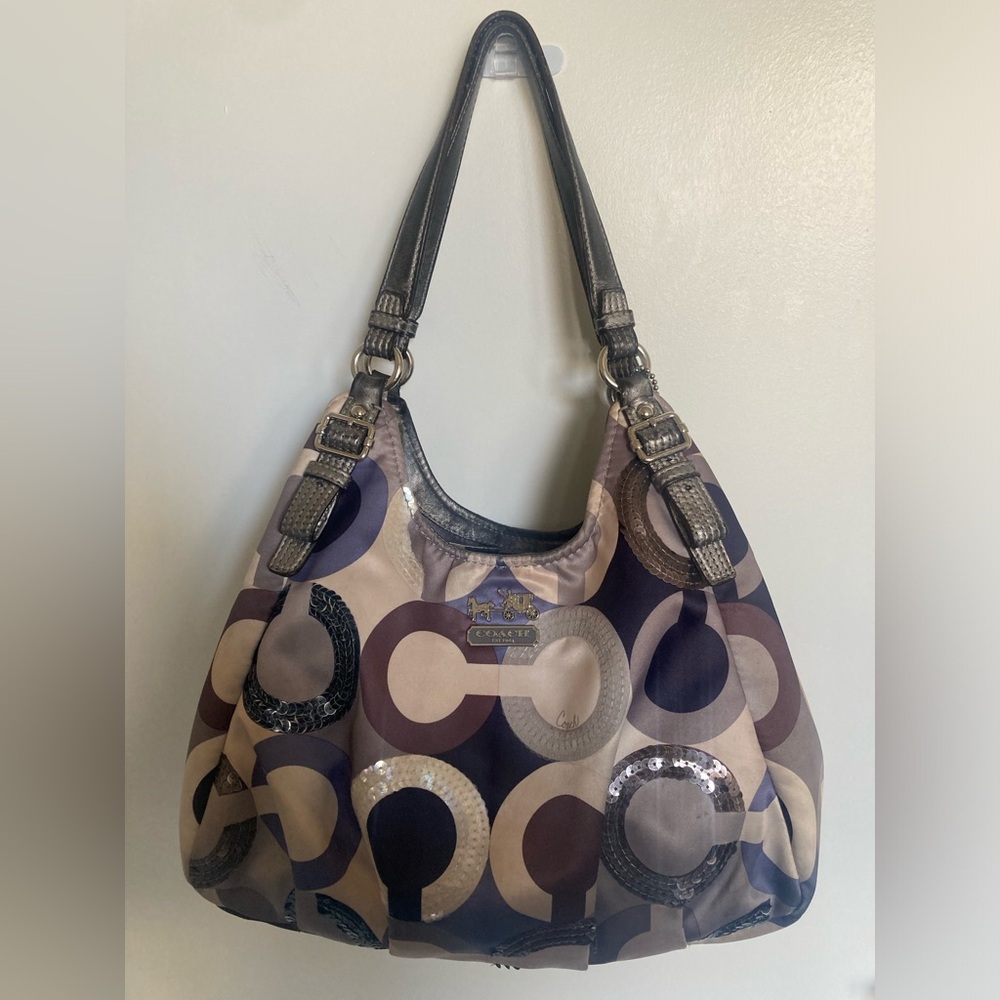 Vintage Coach “Madison Maggie” Hobo bag w/ Signature Optic Sequin Print